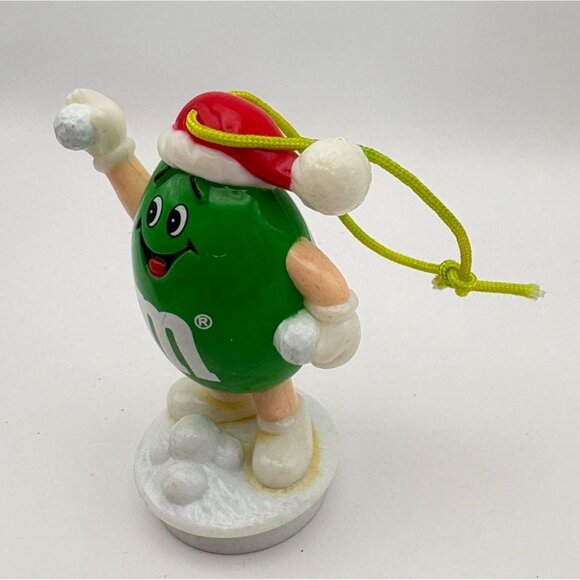 Green Peanut M&M's Christmas Tree Ornament Snowball Fight Tubhe Topper - Picture 4 of 8